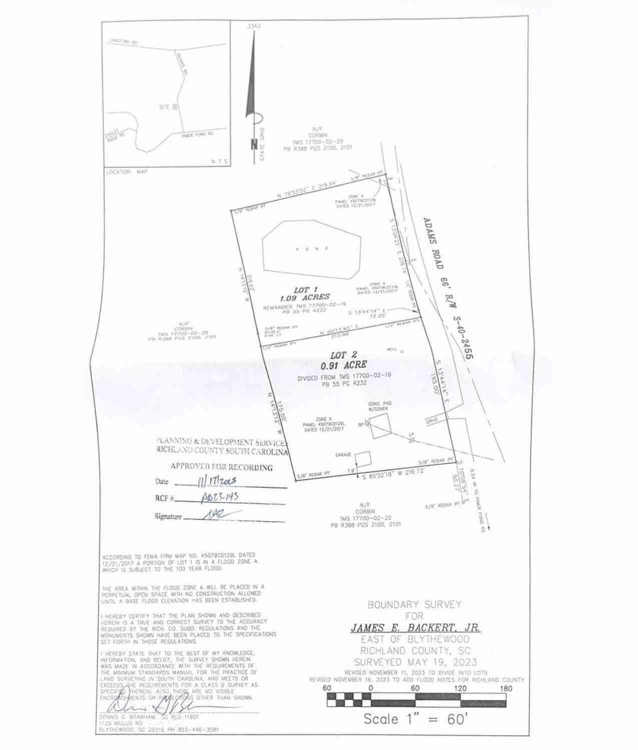 Vacant Land For Sale - 304 Adams Road<br/> Blythewood, SC 29016