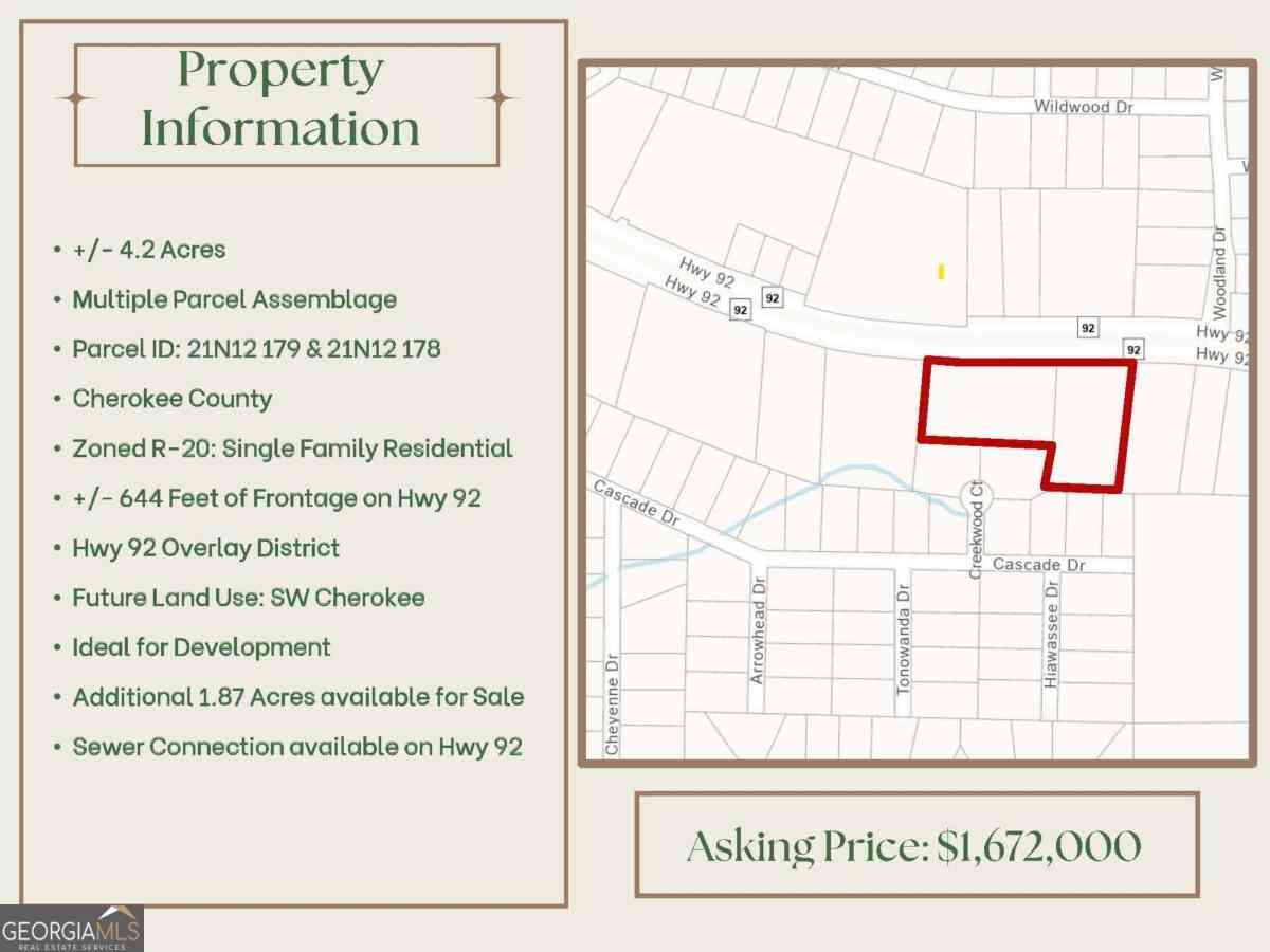 Vacant Land For Sale - Hwy 92<br/> Cherokee County, Acworth, GA 30102