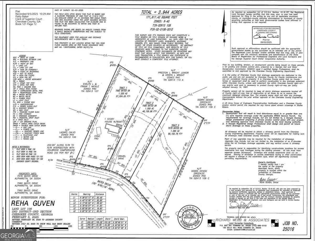 Vacant Land For Sale - 7578 Bates Drive<br/> Alpharetta, GA 30004