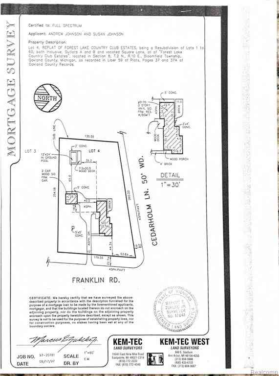 Vacant Land For Sale - 3170 Franklin Road <br/> Bloomfield Hills, MI 48302