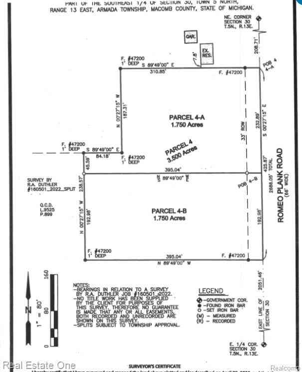Vacant Land For Sale - 72823 Romeo Plank Rd  <br/> Armada, MI 48005