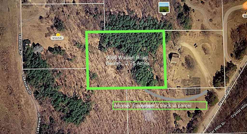 Vacant Land For Sale - 3086 Warren Road <br/> Benzie County, Beulah, MI 49617