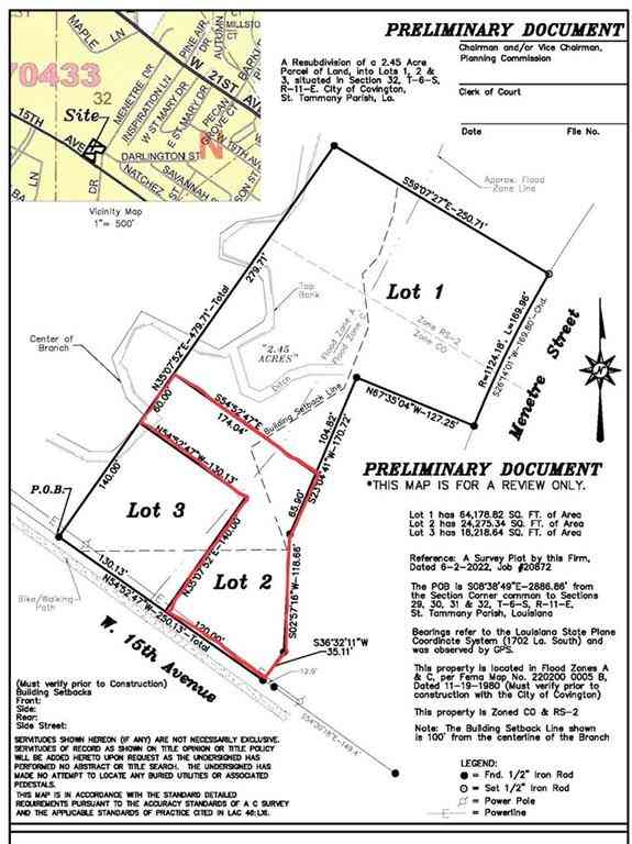 Vacant Land For Sale - LOT 2 15 Th Avenue<br/> Covington, LA 70435