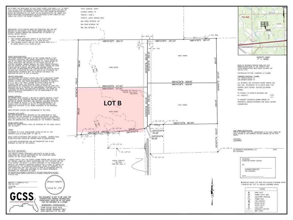 Vacant Land For Sale - LOT B Jackie Gordon Lane<br/> Albany, LA 70711