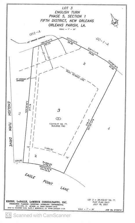 Vacant Land For Sale - 5 Eagle Point Lane<br/> New Orleans, LA 70131