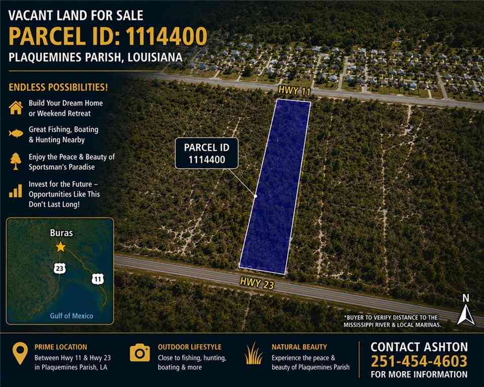 Vacant Land For Sale - TBD Highway 23 (parcel 1114400) Highway<br/> Plaquemines County, Buras, LA 70041