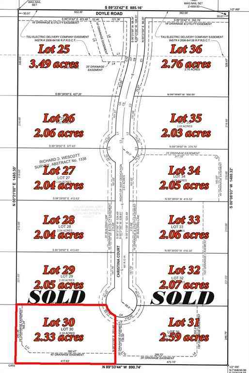 Vacant Land For Sale - 7298 Christina Court<br/> Krum, TX 76249