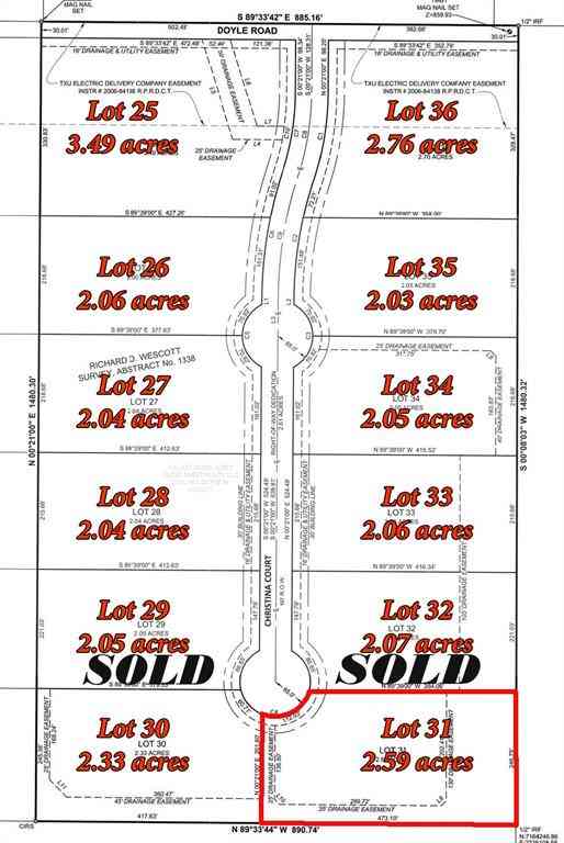 Vacant Land For Sale - 7299 Christina Court<br/> Krum, TX 76249