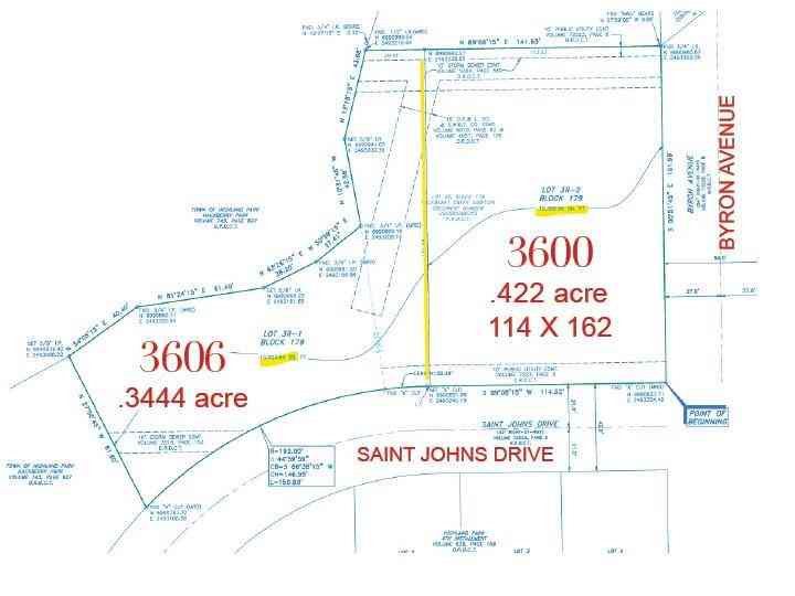 Vacant Land For Sale - 3600 Saint Johns Drive<br/> Dallas County, Highland Park, TX 75205