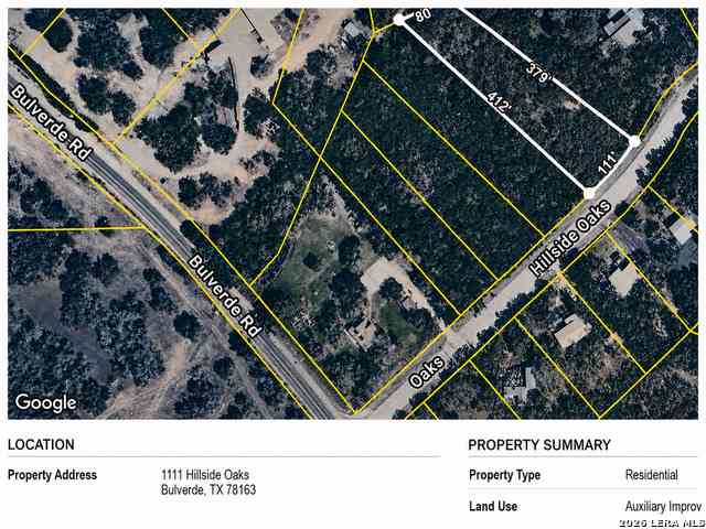 Vacant Land For Sale - 1111 Hillside Oaks<br/> Bulverde, TX 78163