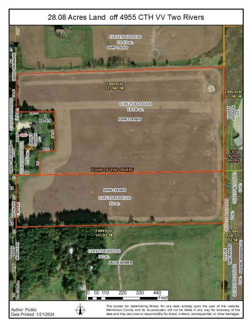 Vacant Land For Sale - 4955 County Highway Vv<br/> Manitowoc County, Two Rivers, WI 54241