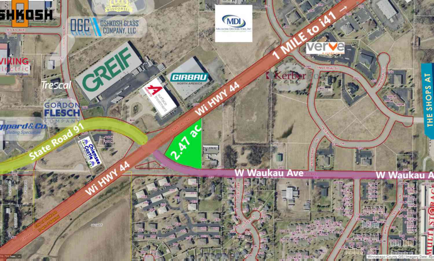 Vacant Land For Sale - 2530 W Waukau<br/> Winnebago County, Oshkosh, WI 54904