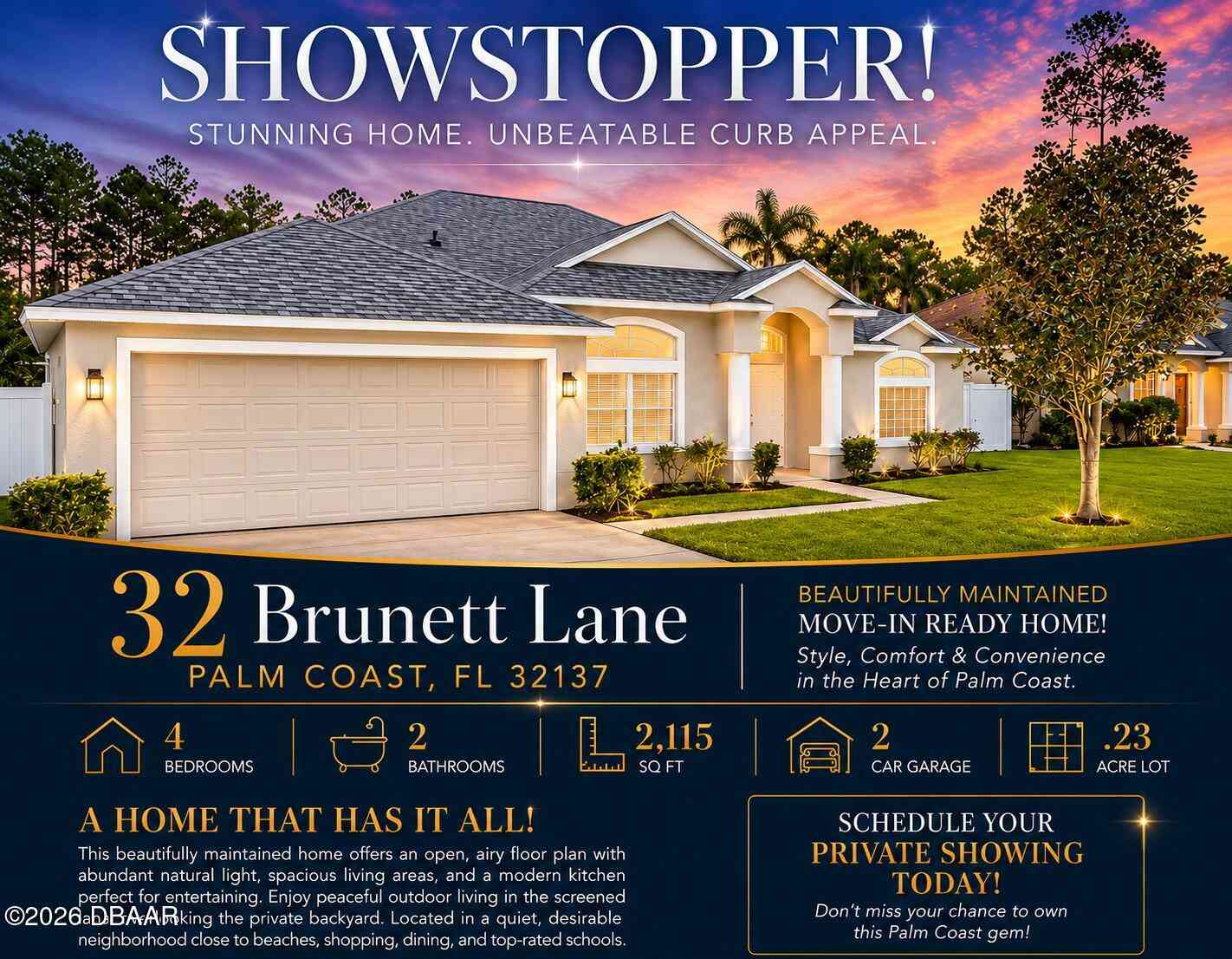 Homes For Sale - 32 Brunett Lane<br/> Palm Coast, FL 32137