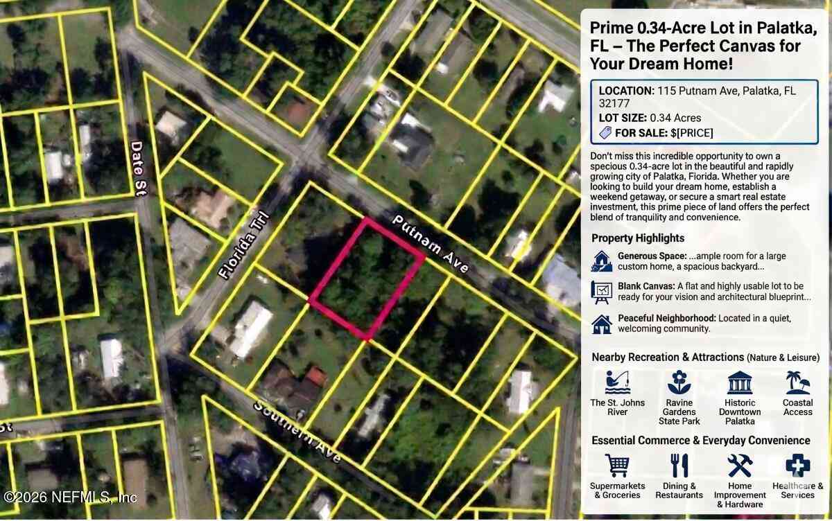 Vacant Land For Sale - 115 Putnam Avenue<br/> Palatka, FL 32177