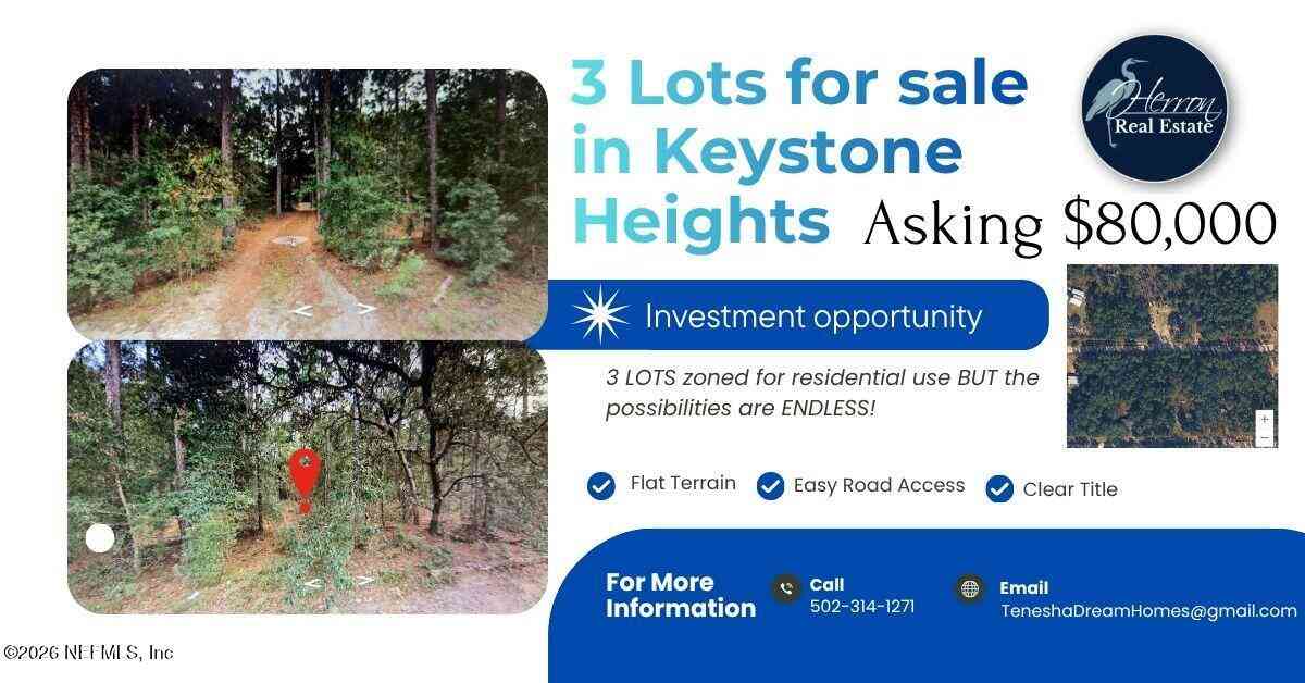 Vacant Land For Sale - 6171 Furman Avenue<br/> Clay County, Keystone Heights, FL 32656