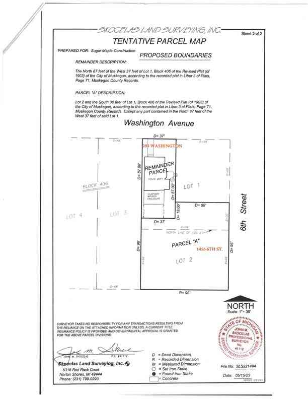 Vacant Land For Sale - 1455 6th Street<br/> Muskegon, MI 49441