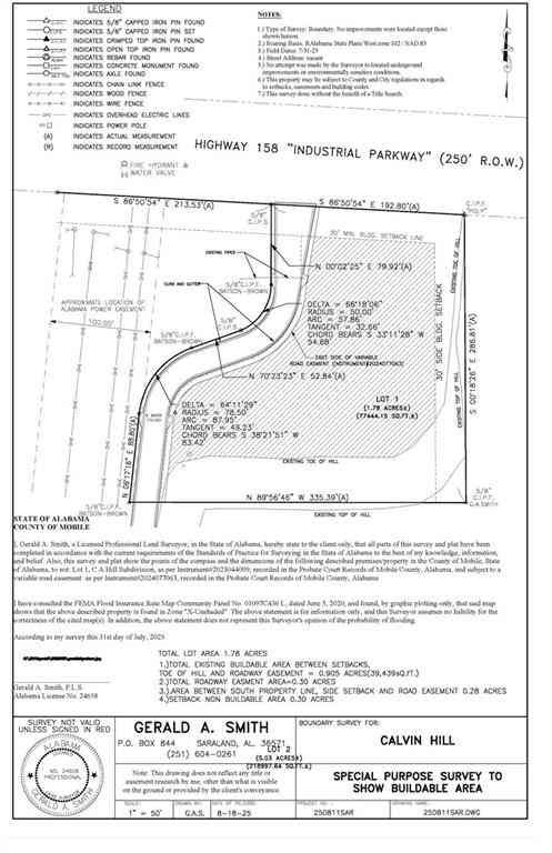 Vacant Land For Sale - 1455 Industrial Parkway<br/> Saraland, AL 36571