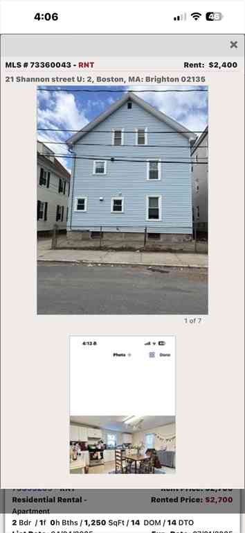 Apartment For Rent - 21 Shannon Street #2<br/> Boston, MA 02135