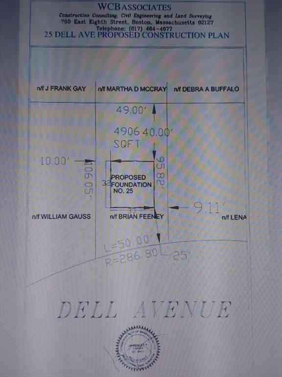 Vacant Land For Sale - 25 Dell<br/> Boston, MA 02136