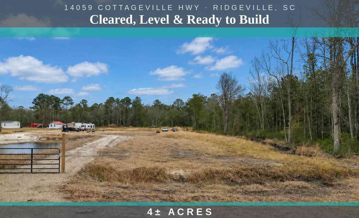 Vacant Land For Sale - 14059 Cottageville Highway<br/> Colleton County, Ridgeville, SC 29472