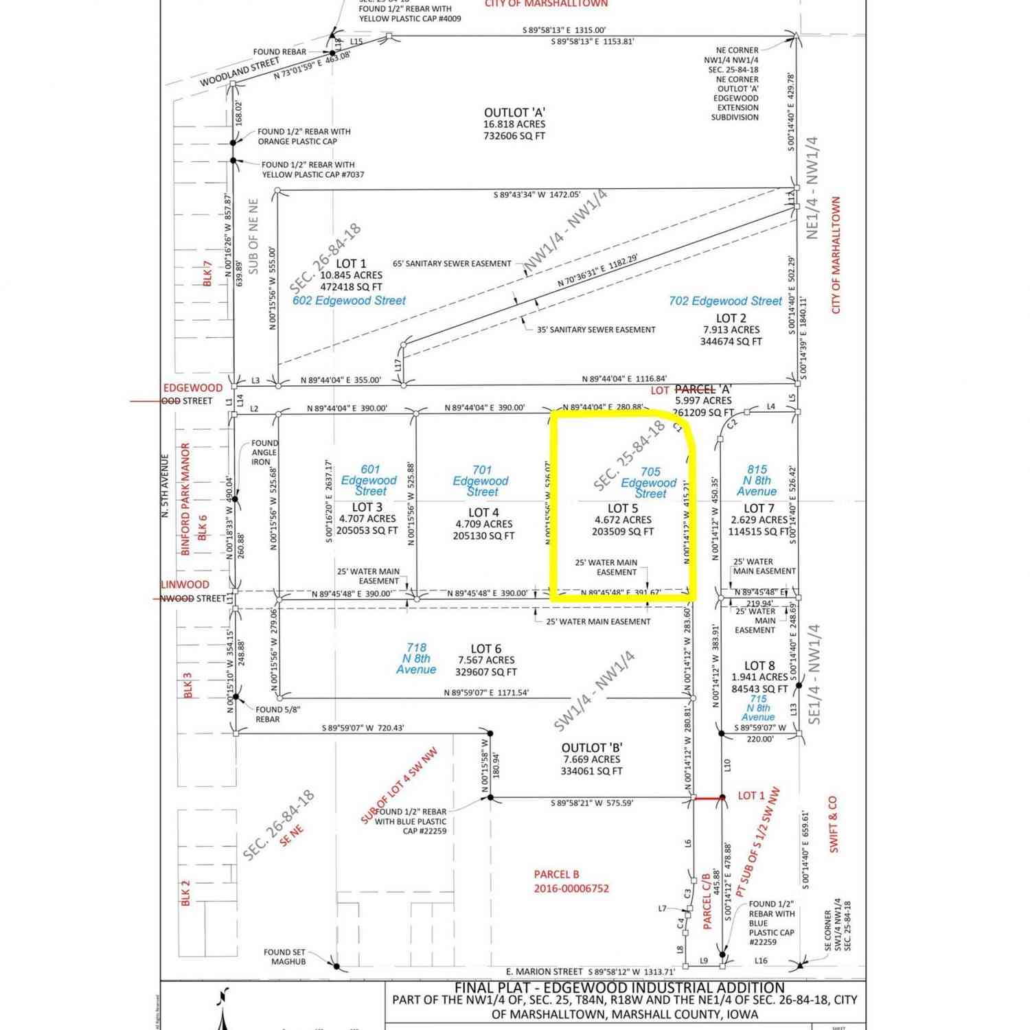 Vacant Land For Sale - 705 Edgewood Street<br/> Marshall County, Marshalltown, IA 50158