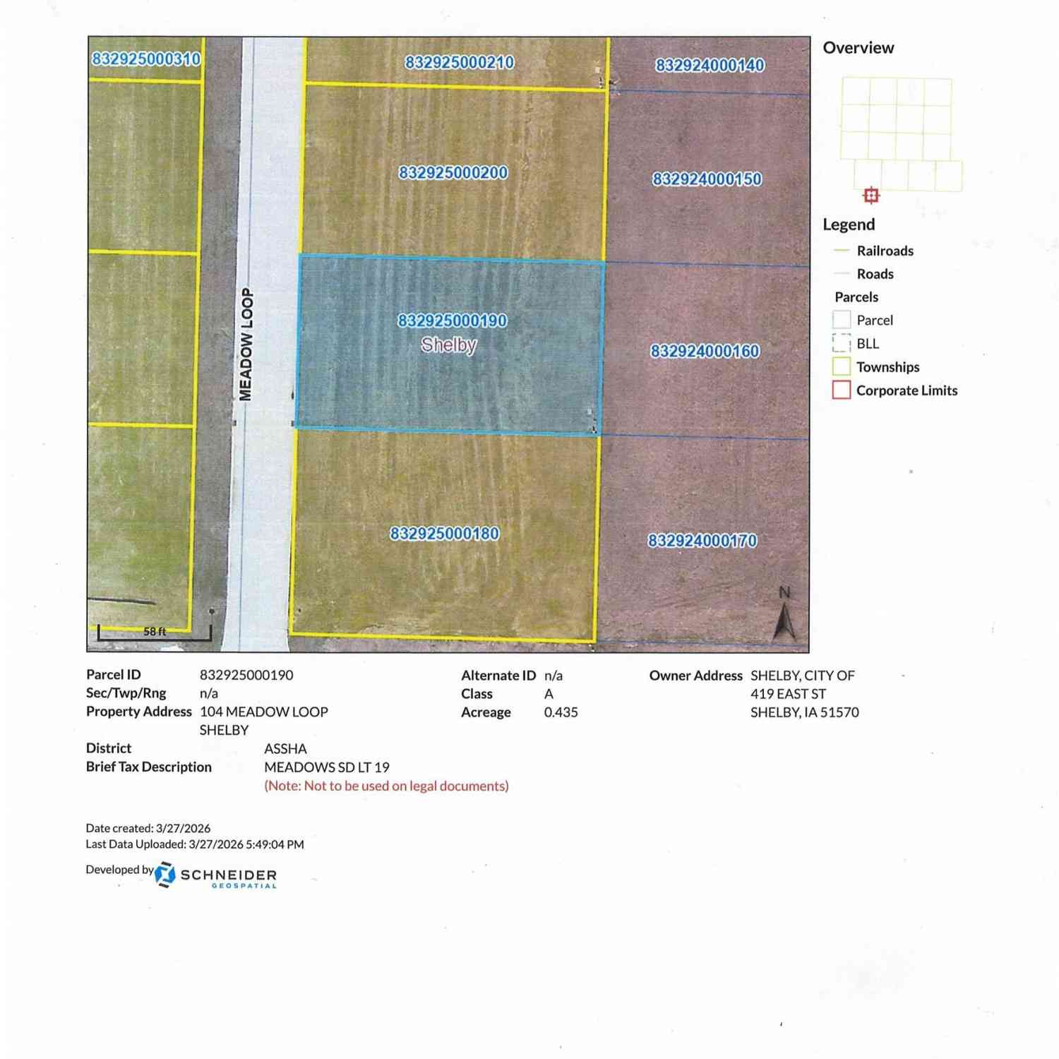 Vacant Land For Sale - LOT 19 104 Meadow Loop<br/> Shelby County, Shelby, IA 51570