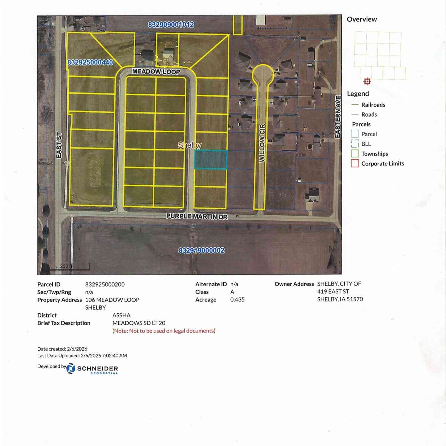 Vacant Land For Sale - LOT 20  106 Meadow Loop<br/> Shelby County, Shelby, IA 51570
